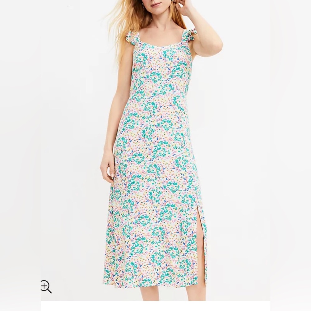 Loft ruffle strap floral print dress
